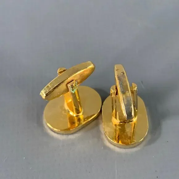MARIO VALENTINO Vintage Purple Gold Tone Signature Metal Cuff Links